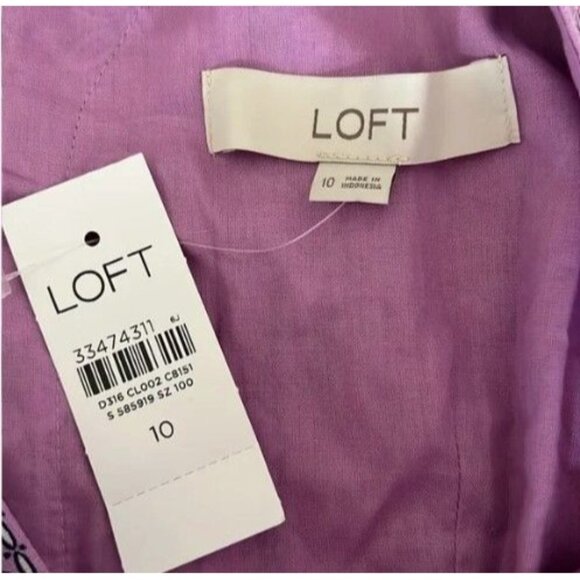 LOFT Women's Border Ruffle Floral V-Neck Sleeveless Midi Dress Size 10 - Picture 7 of 9